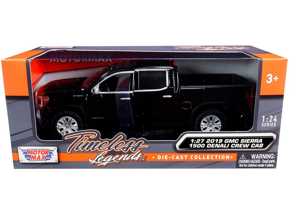 2019 GMC Sierra 1500 Denali Crew Cab Pickup Truck Black 1/24-1/27 Diecast Model Car by Motormax view 3