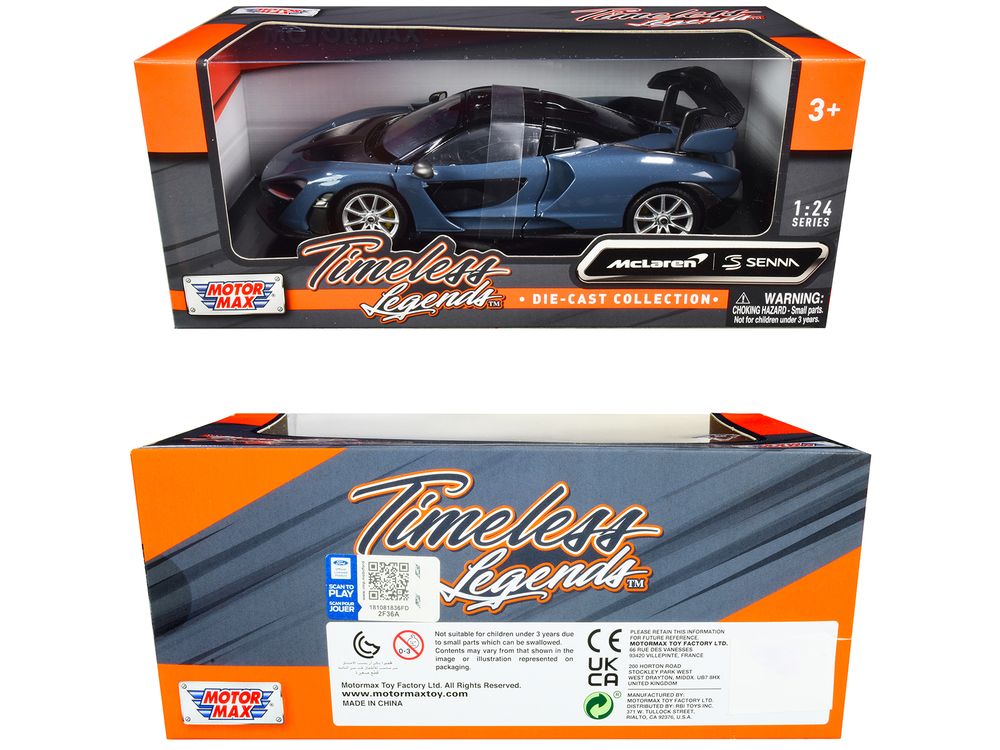 McLaren Senna Gray Metallic and Black "Timeless Legends" 1/24 Diecast Model Car by Motormax view 3