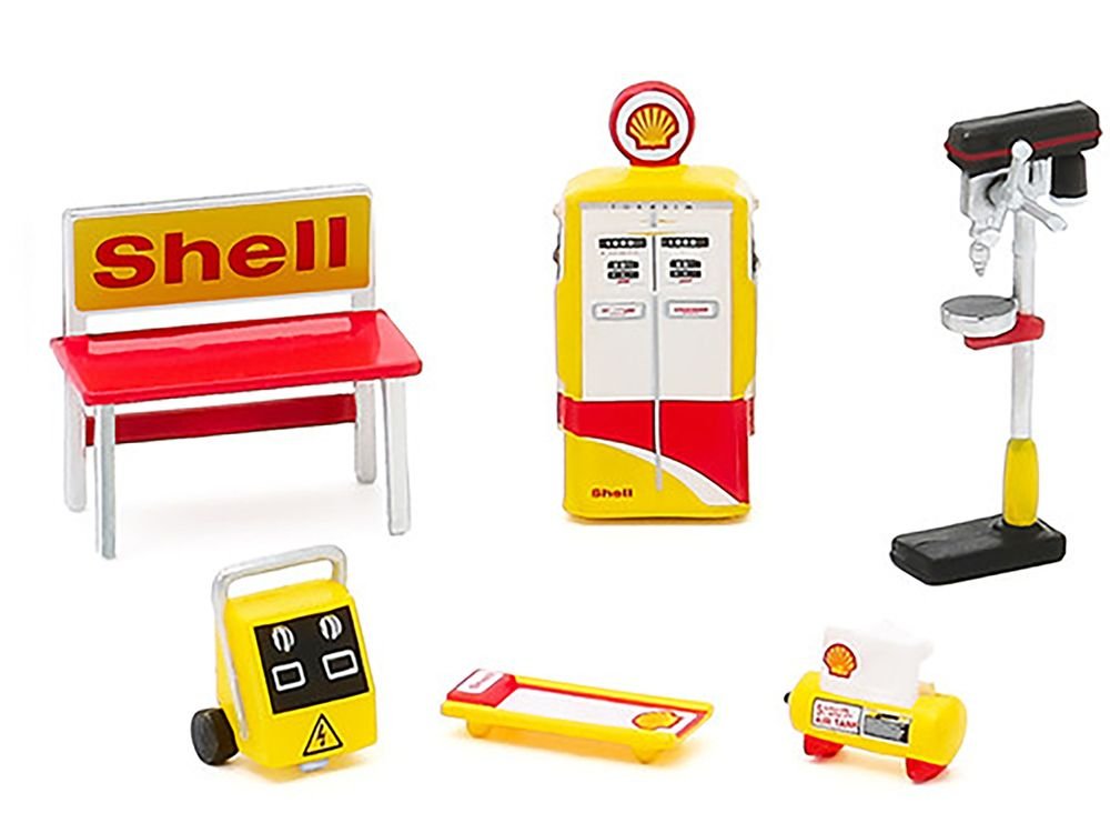 "Shell Oil" 6 piece Shop Tools Set "Shop Tool Accessories" Series 3 1/64 by Greenlight view 2