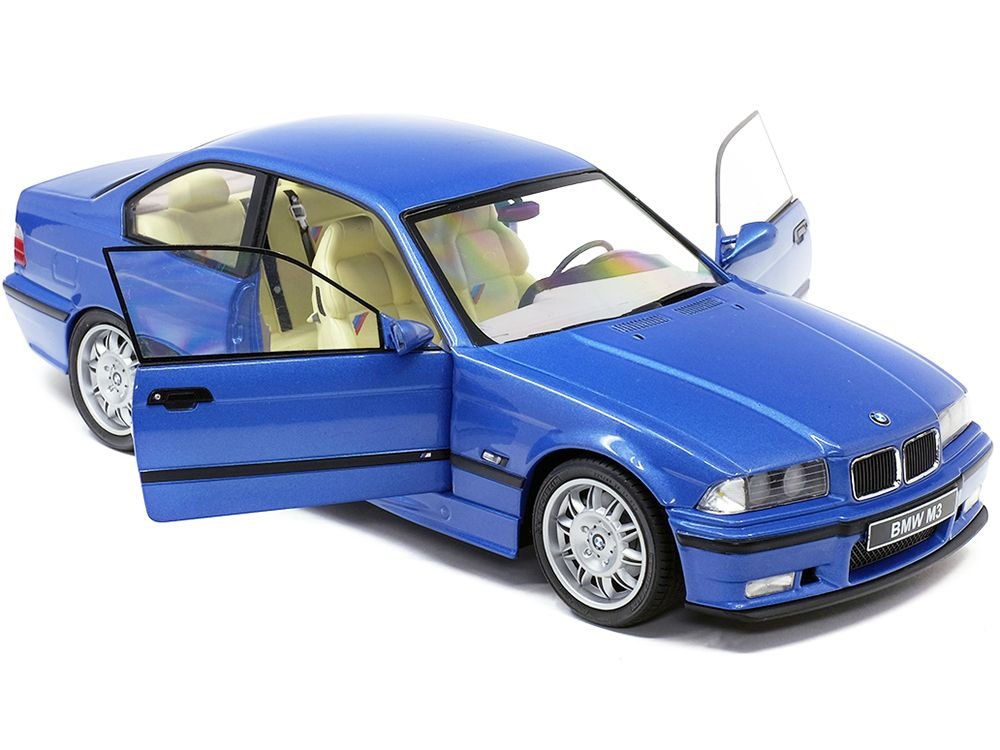 1994 BMW E36 M3 Blue Estoril Metallic 1/18 Diecast Model Car by Solido view 2