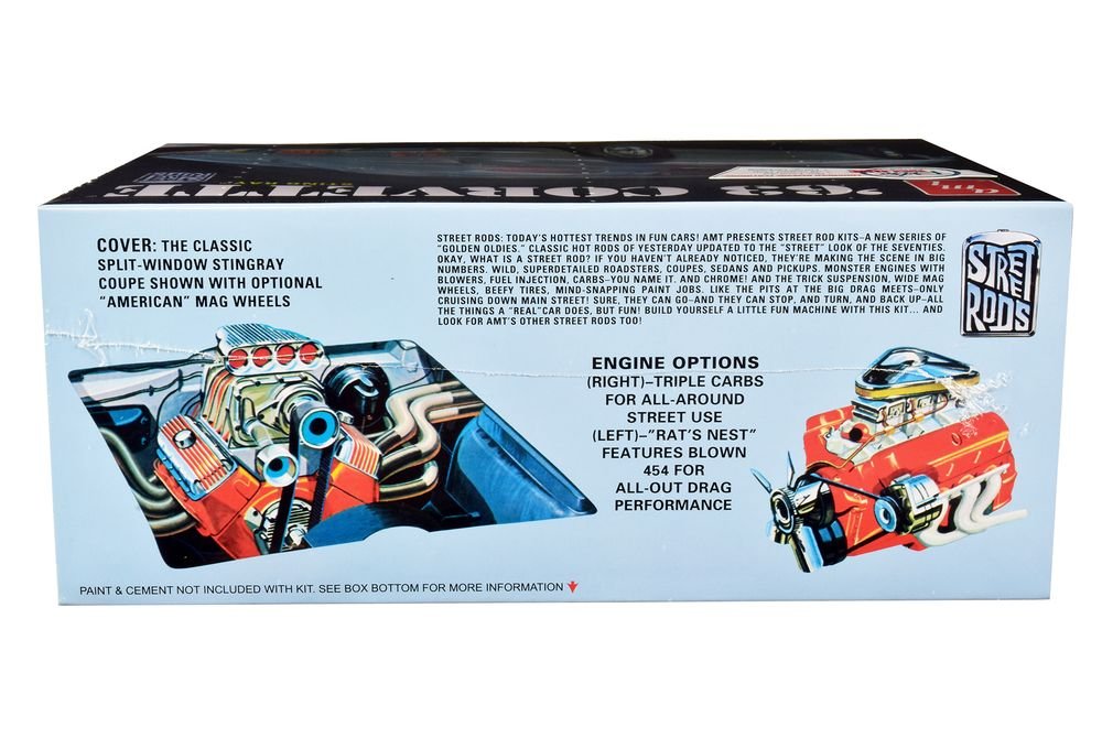Skill 2 Model Kit 1963 Chevrolet Corvette Stingray 1/25 Scale Model by AMT view 2