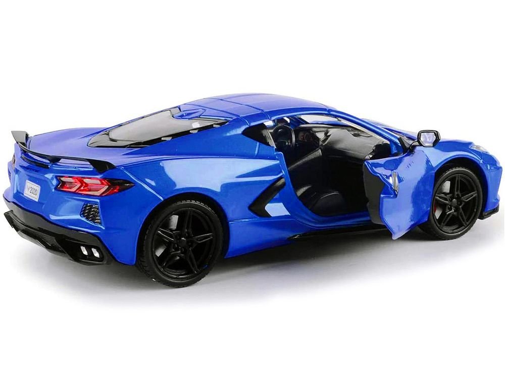 2020 Chevrolet Corvette C8 Stingray Blue Metallic "Timeless Legends" 1/24 Diecast Model Car by Motormax view 2