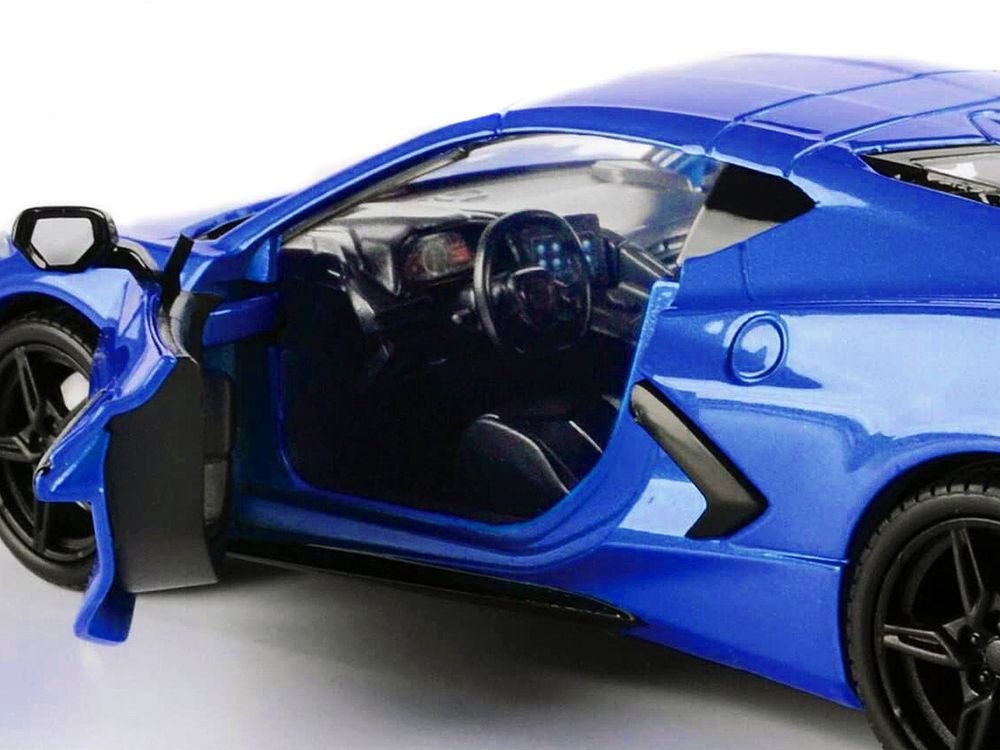 2020 Chevrolet Corvette C8 Stingray Blue Metallic "Timeless Legends" 1/24 Diecast Model Car by Motormax view 3