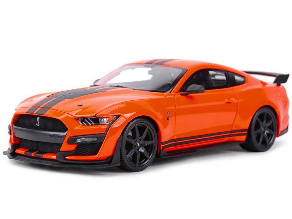 2020 Ford Mustang Shelby GT500 Orange with Black Stripes "Special Edition" 1/18 Diecast Model Car by Maisto view 2