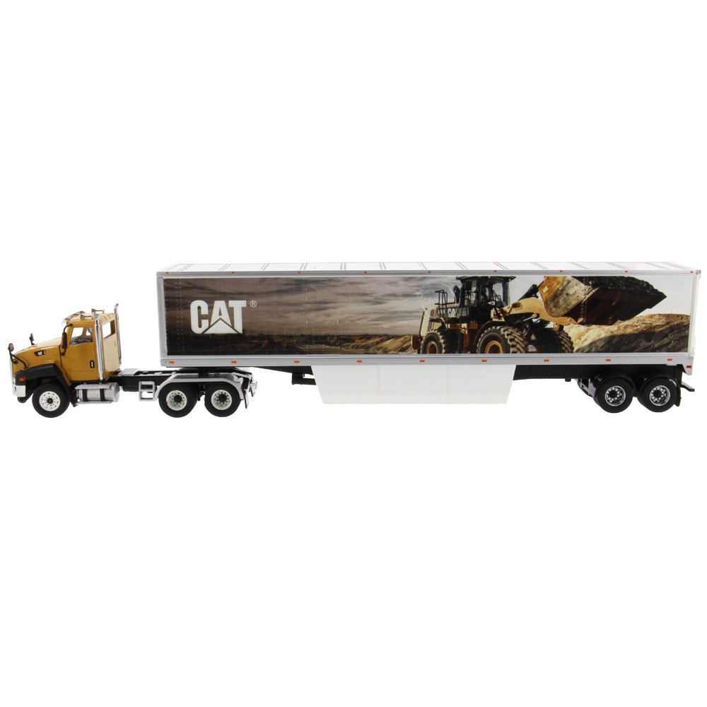 CAT Caterpillar CT660 Day Cab with Caterpillar Mural Dry Van Trailer "Transport Series" 1/50 Diecast Model by Diecast Masters view 3