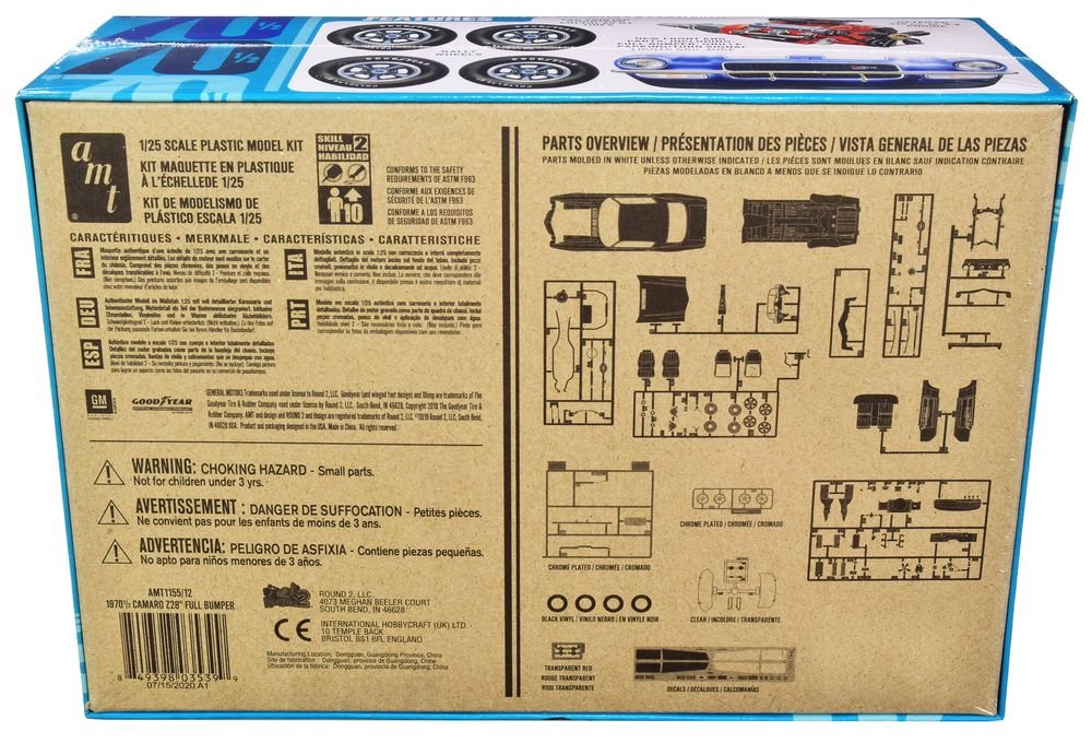 Skill 2 Model Kit 1970 1/2 Chevrolet Camaro Z28 "Full Bumper" 1/25 Scale Model by AMT view 4