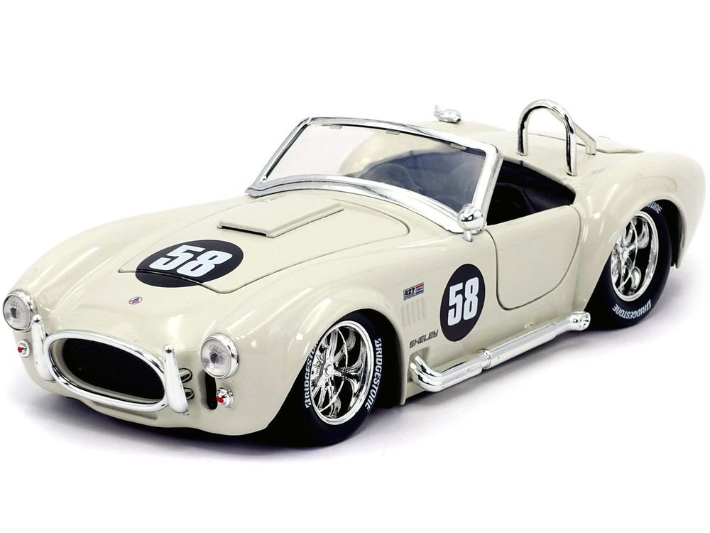 1965 Shelby Cobra 427 S/C #58 Cream "Bigtime Muscle" 1/24 Diecast Model Car by Jada view 2