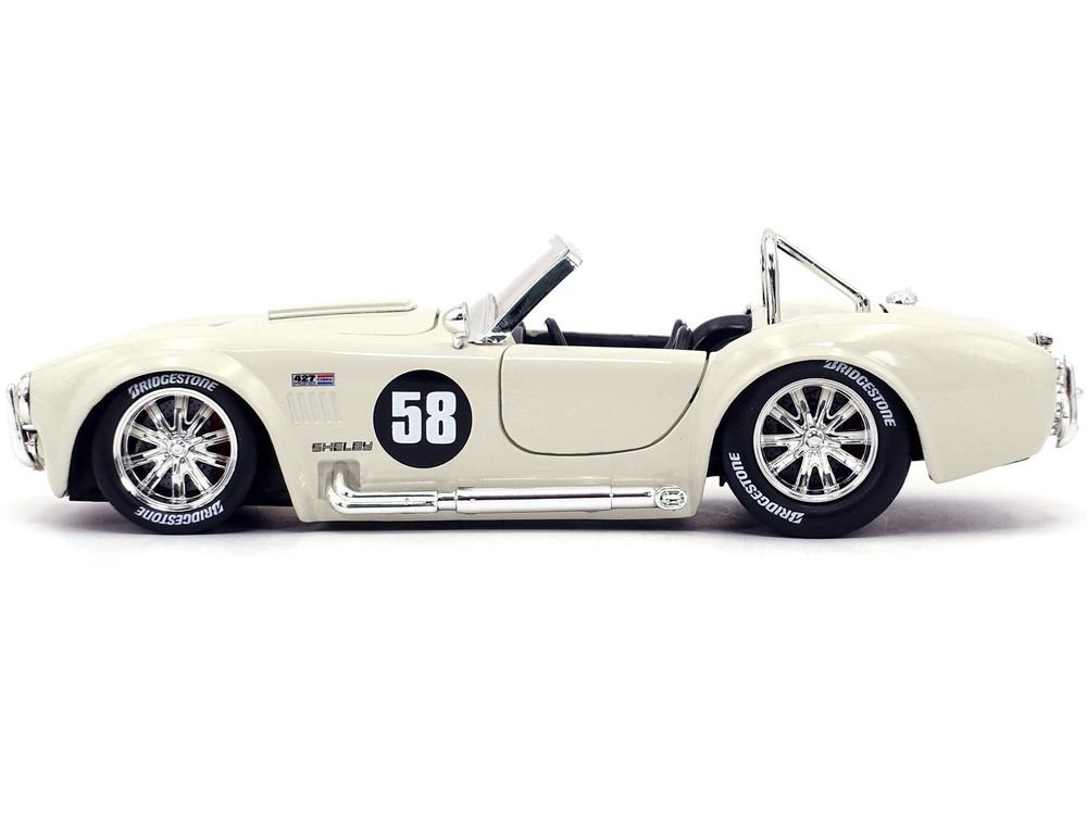 1965 Shelby Cobra 427 S/C #58 Cream "Bigtime Muscle" 1/24 Diecast Model Car by Jada view 3