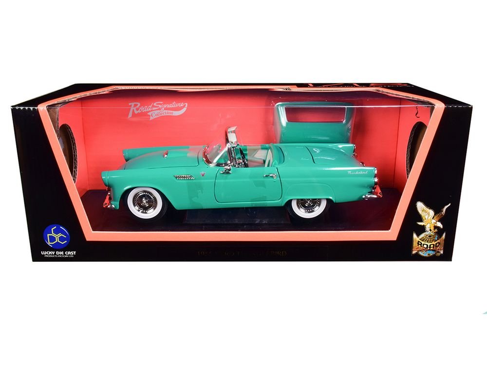 1955 Ford Thunderbird Convertible Turquoise 1/18 Diecast Model Car by Road Signature view 3