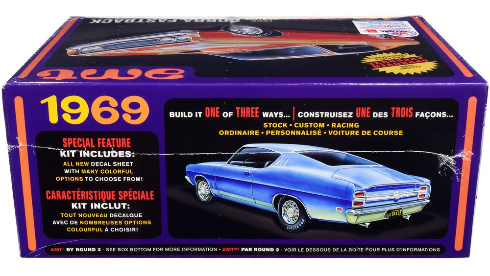 Skill 2 Model Kit 1969 Ford Torino Cobra Fastback 3-in-1 Kit 1/25 Scale Model by AMT view 3