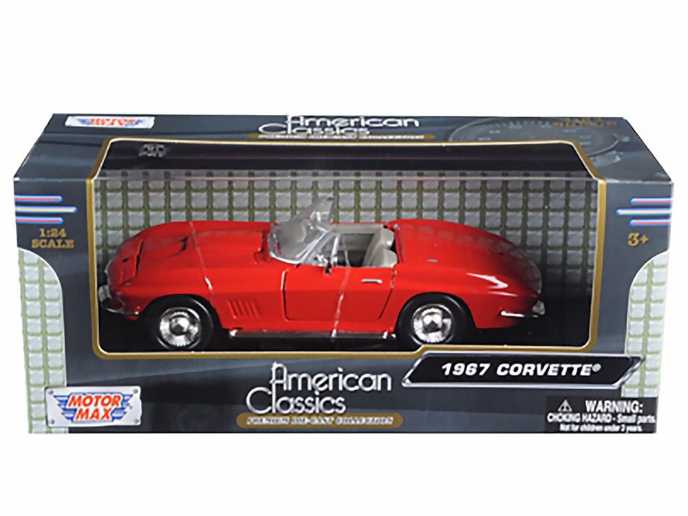 1967 Chevrolet Corvette Convertible Red 1/24 Diecast Model Car by Motormax view 3