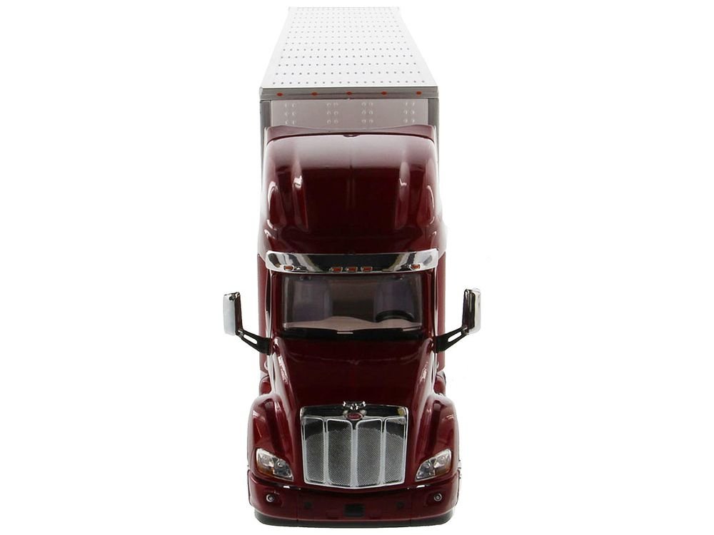 Peterbilt 579 UltraLoft Truck Tractor Red with "CAT Caterpillar" Mural Dry Van Trailer "Transport Series" 1/50 Diecast Model by Diecast Masters view 3