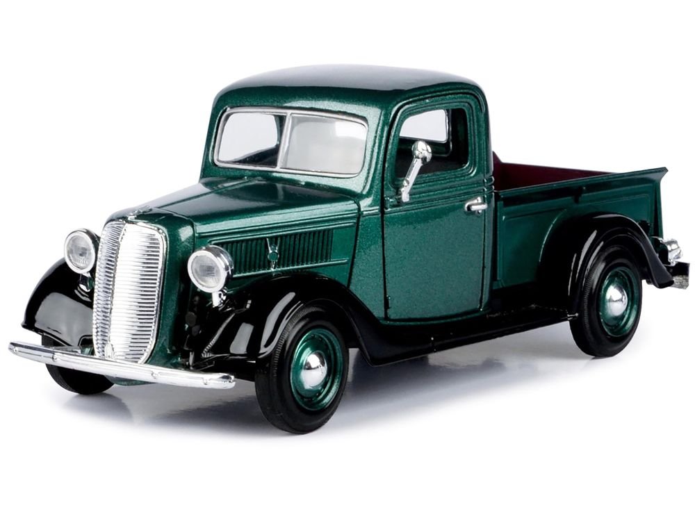 1937 Ford Pickup Truck Green and Black 1/24 Diecast Model Car by Motormax view 2