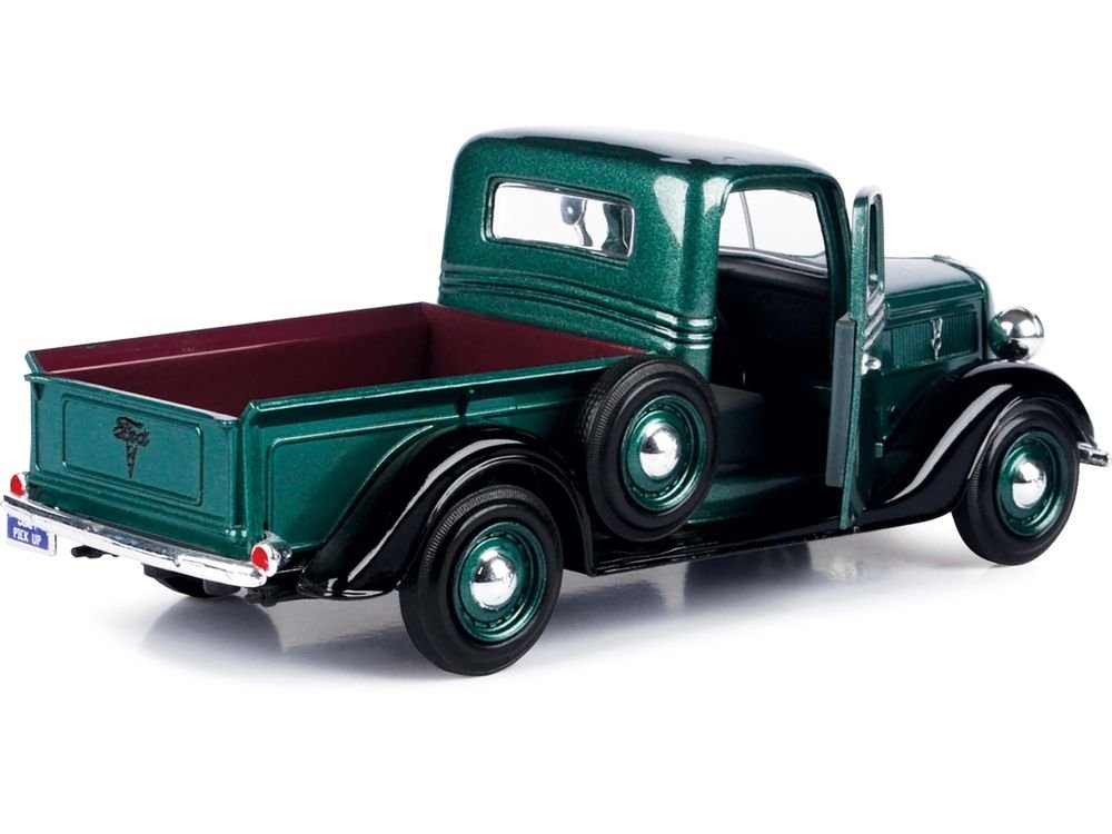 1937 Ford Pickup Truck Green and Black 1/24 Diecast Model Car by Motormax view 3