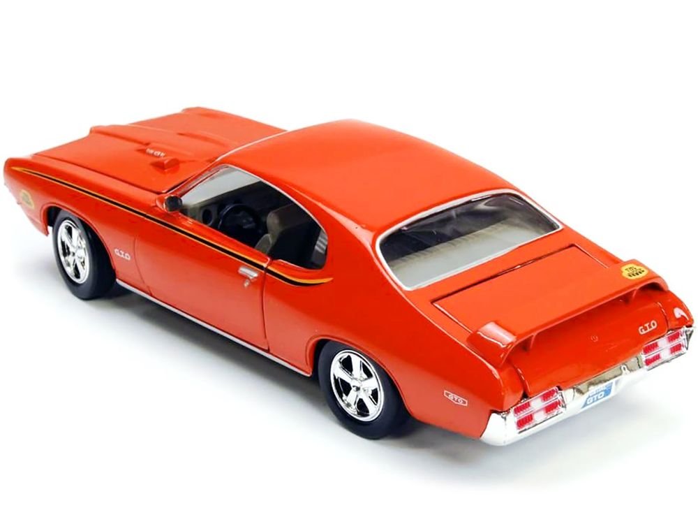 1969 Pontiac GTO Judge Orange with Stripes 1/24 Diecast Model Car by Motormax view 4