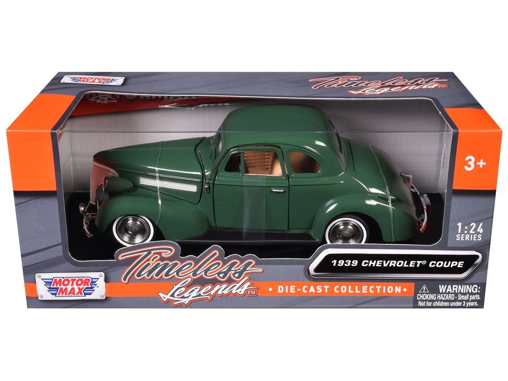 1939 Chevrolet Coupe Green 1/24 Diecast Model Car by Motormax view 3