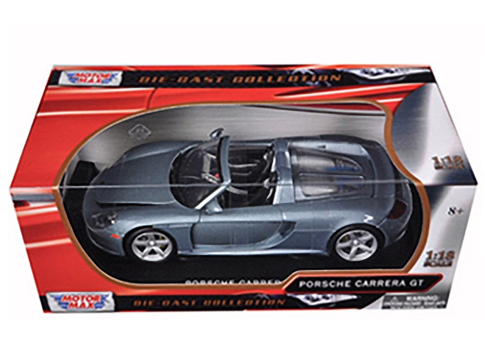 Porsche Carrera GT Silver with Black Interior 1/18 Diecast Model Car by Motormax view 3