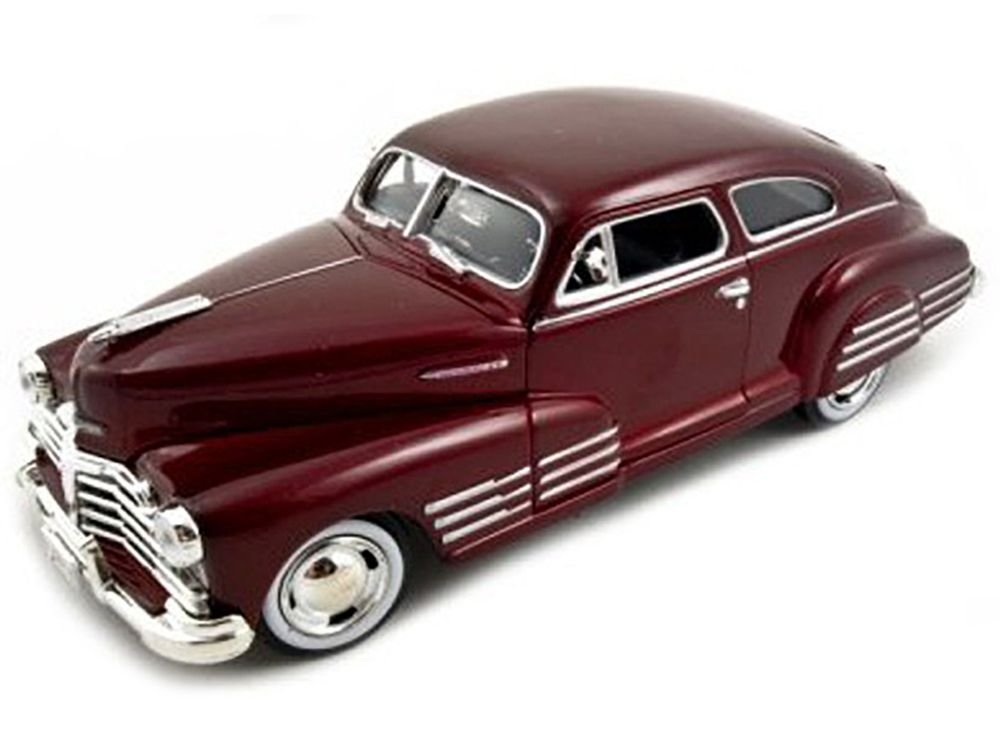 1948 Chevrolet Aerosedan Fleetline Dark Red Metallic 1/24 Diecast Model Car by Motormax view 2