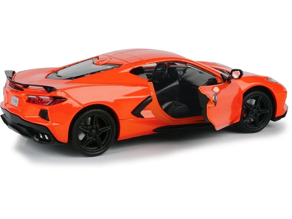 2020 Chevrolet Corvette C8 Stingray Orange "Timeless Legends" 1/24 Diecast Model Car by Motormax view 2