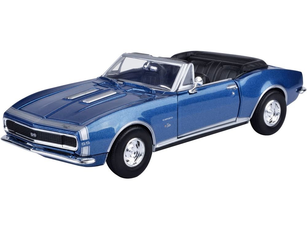 1967 Chevrolet Camaro SS Convertible Blue Metallic 1/24 Diecast Model Car by Motormax view 2