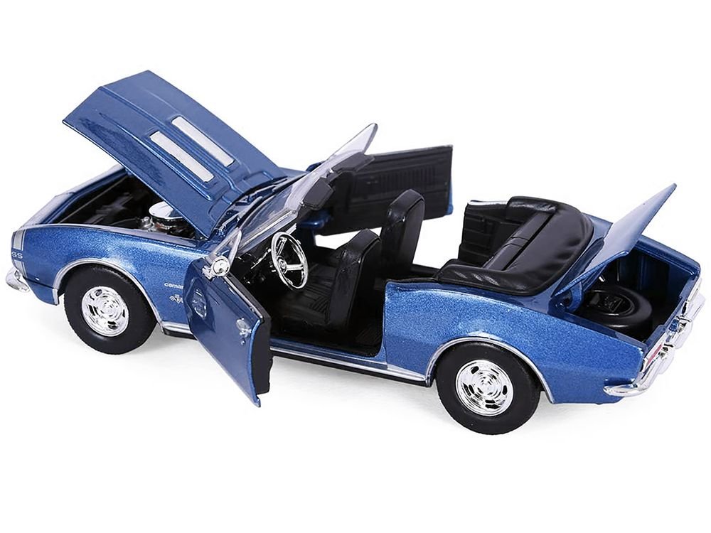 1967 Chevrolet Camaro SS Convertible Blue Metallic 1/24 Diecast Model Car by Motormax view 3