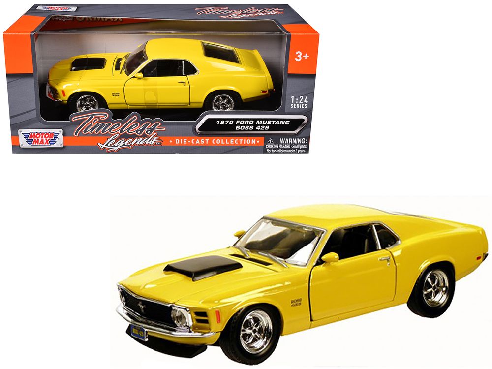 1970 Ford Mustang Boss 429 Yellow 1/24 Diecast Model Car by Motormax