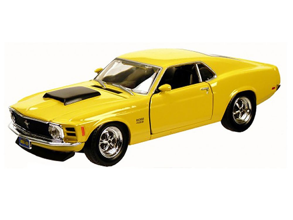 1970 Ford Mustang Boss 429 Yellow 1/24 Diecast Model Car by Motormax view 2