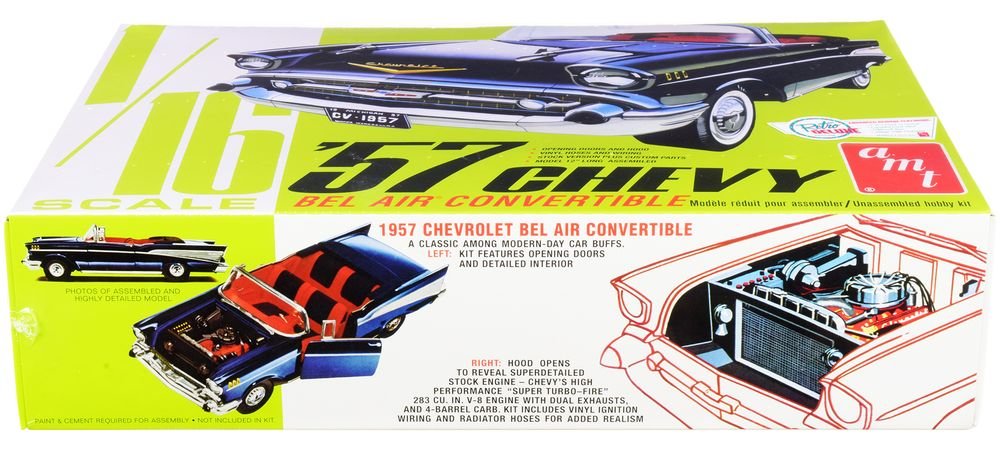Skill 3 Model Kit 1957 Chevrolet Bel Air Convertible 2-in-1 Kit 1/16 Scale Model by AMT view 2