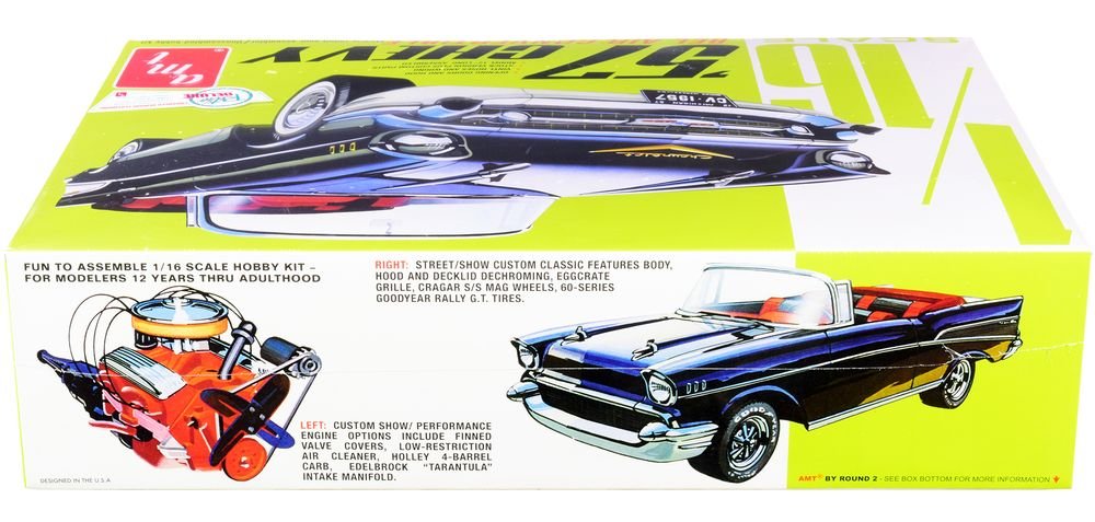 Skill 3 Model Kit 1957 Chevrolet Bel Air Convertible 2-in-1 Kit 1/16 Scale Model by AMT view 3