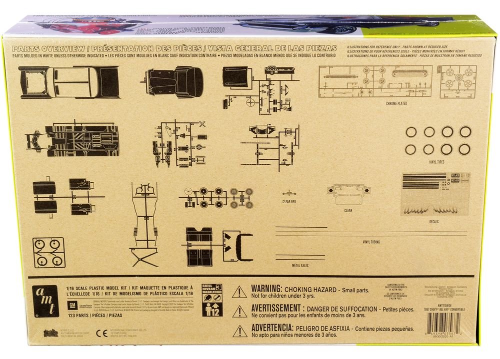 Skill 3 Model Kit 1957 Chevrolet Bel Air Convertible 2-in-1 Kit 1/16 Scale Model by AMT view 4