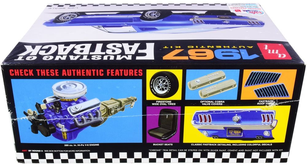Skill 2 Model Kit 1967 Ford Mustang GT Fastback 1/25 Scale Model by AMT view 3