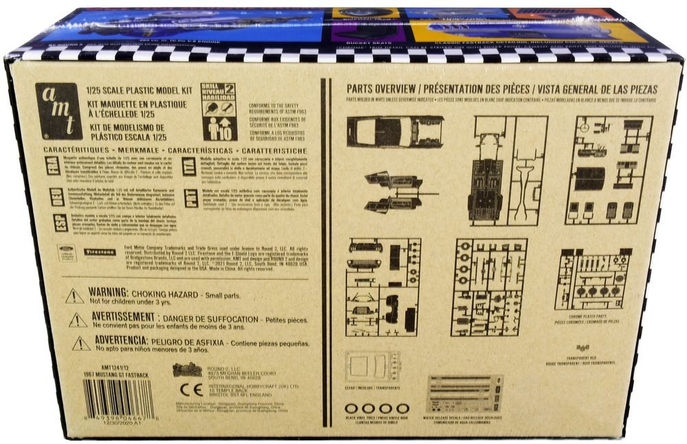 Skill 2 Model Kit 1967 Ford Mustang GT Fastback 1/25 Scale Model by AMT view 4