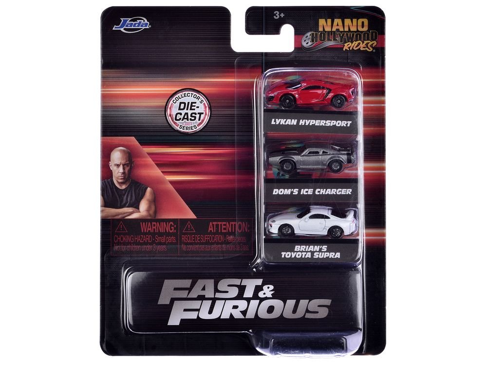 "Fast & Furious" Movie 3 piece Set Series 4 "Nano Hollywood Rides" Series Diecast Model Cars by Jada view 3