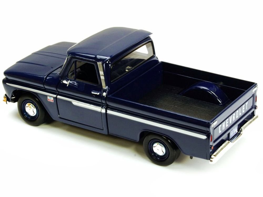 1966 Chevrolet C10 Fleetside Pickup Truck Dark Blue 1/24 Diecast Car Model by Motormax view 2