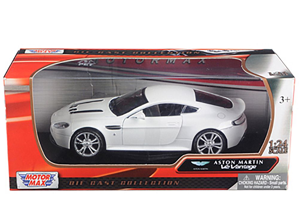 Aston Martin V12 Vantage Pearl White 1/24 Diecast Car Model by Motormax view 3