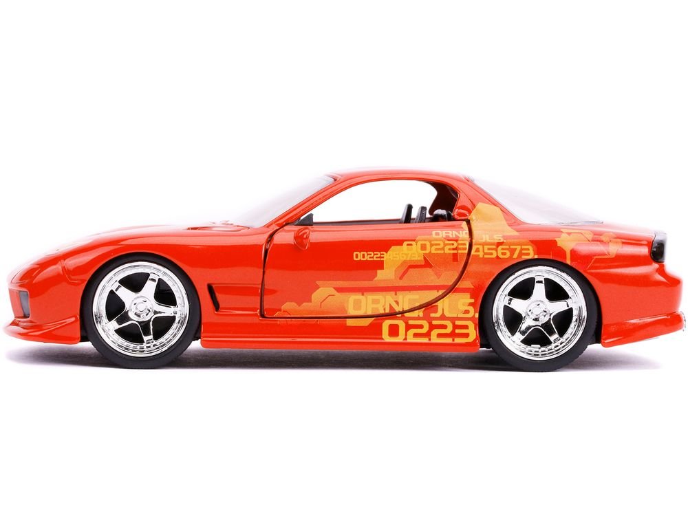 Orange Julius' Mazda RX-7 Orange Metallic with Graphics "Fast & Furious" Series 1/32 Diecast Model Car by Jada view 2