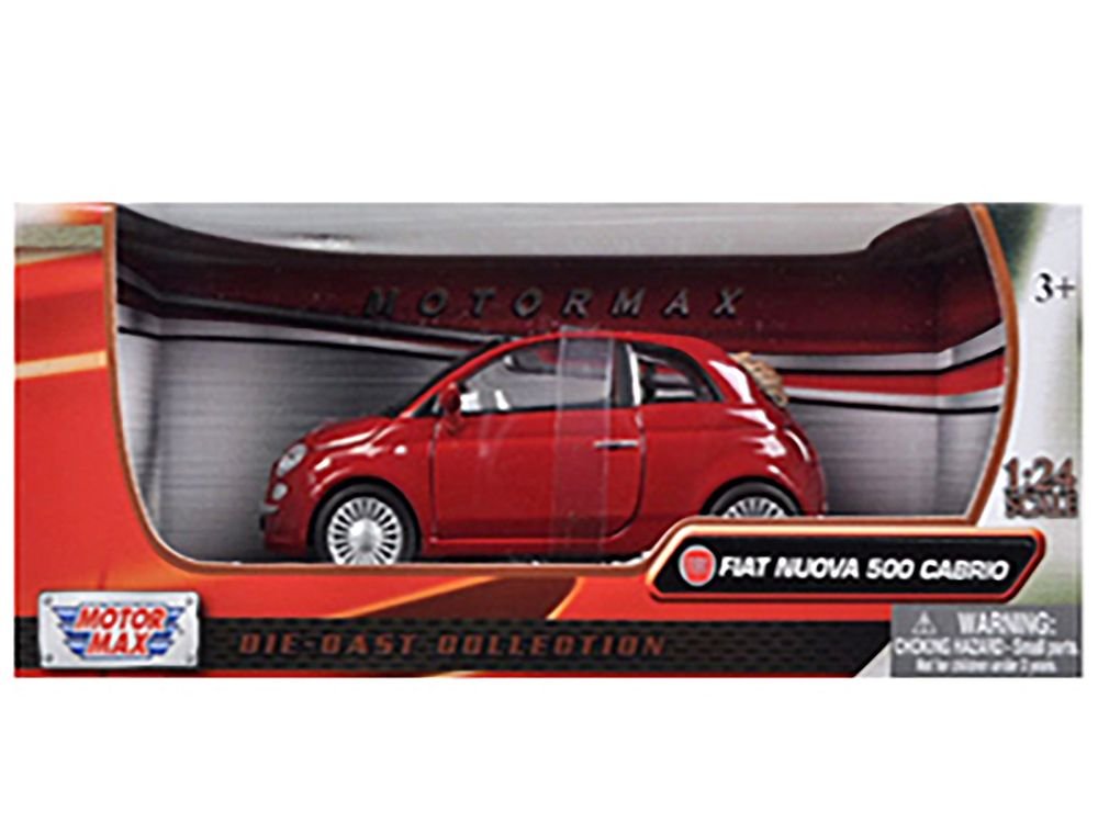 Fiat 500 Nuova Cabrio Red 1/24 Diecast Model Car by Motormax view 3