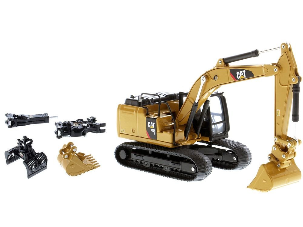 CAT Caterpillar 320F L Hydraulic Tracked Excavator with 5 Work Tools "Play & Collect!" 1/64 Diecast Model by Diecast Masters view 2