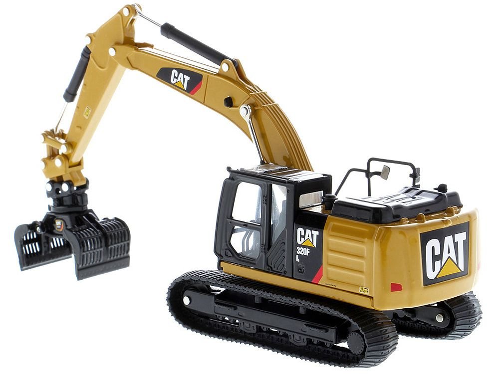CAT Caterpillar 320F L Hydraulic Tracked Excavator with 5 Work Tools "Play & Collect!" 1/64 Diecast Model by Diecast Masters view 3
