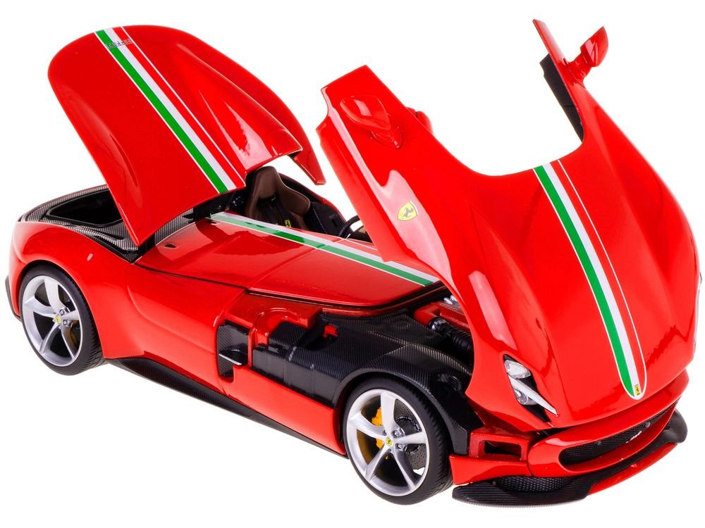 Ferrari Monza SP1 Red with Italian Flag Stripes "Signature Series" 1/18 Diecast Model Car by Bburago view 2