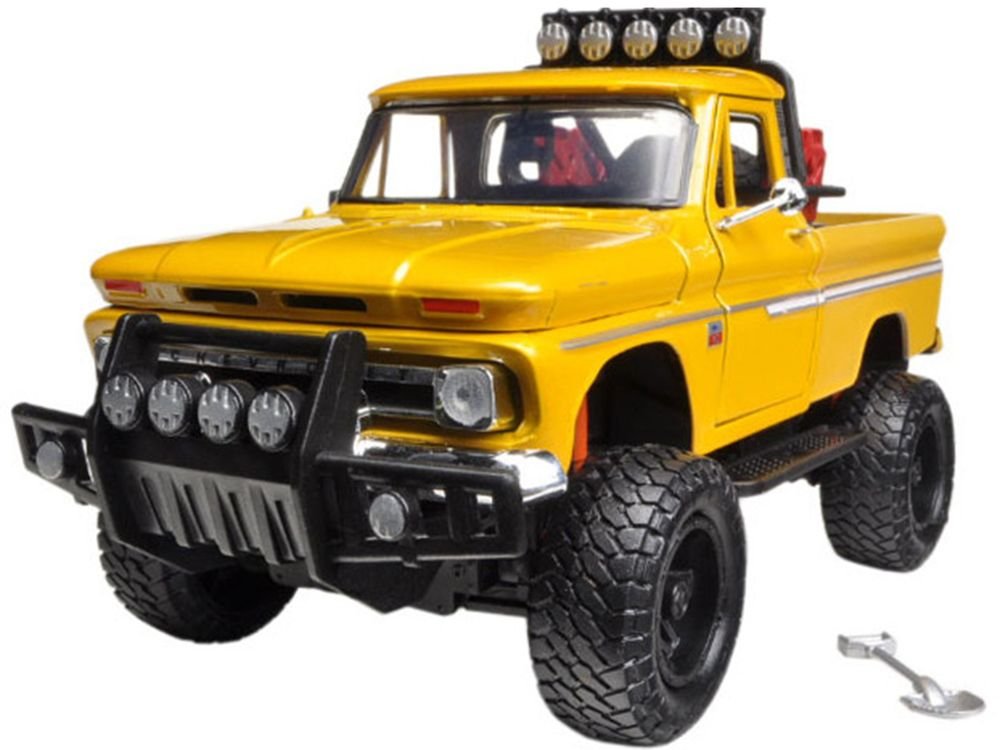 1966 Chevrolet C10 Fleetside Pickup Truck Off Road Yellow 1/24 Diecast Model by Motormax view 2