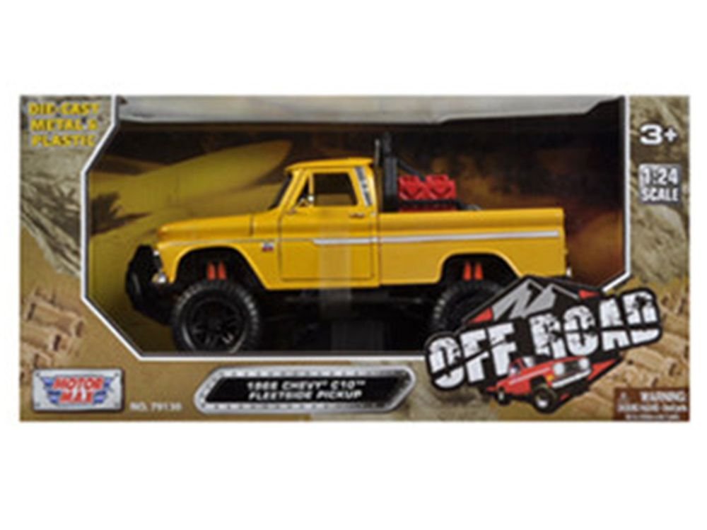 1966 Chevrolet C10 Fleetside Pickup Truck Off Road Yellow 1/24 Diecast Model by Motormax view 3