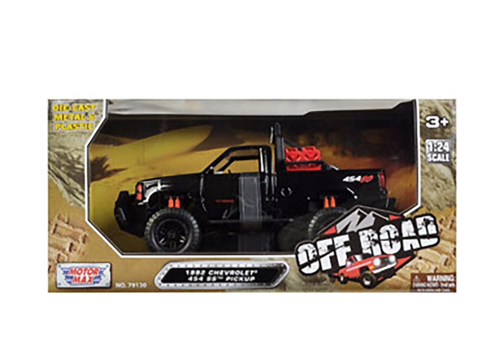 1992 Chevrolet 454 SS Pickup Truck Off Road Black 1/24 Diecast Model by Motormax view 3
