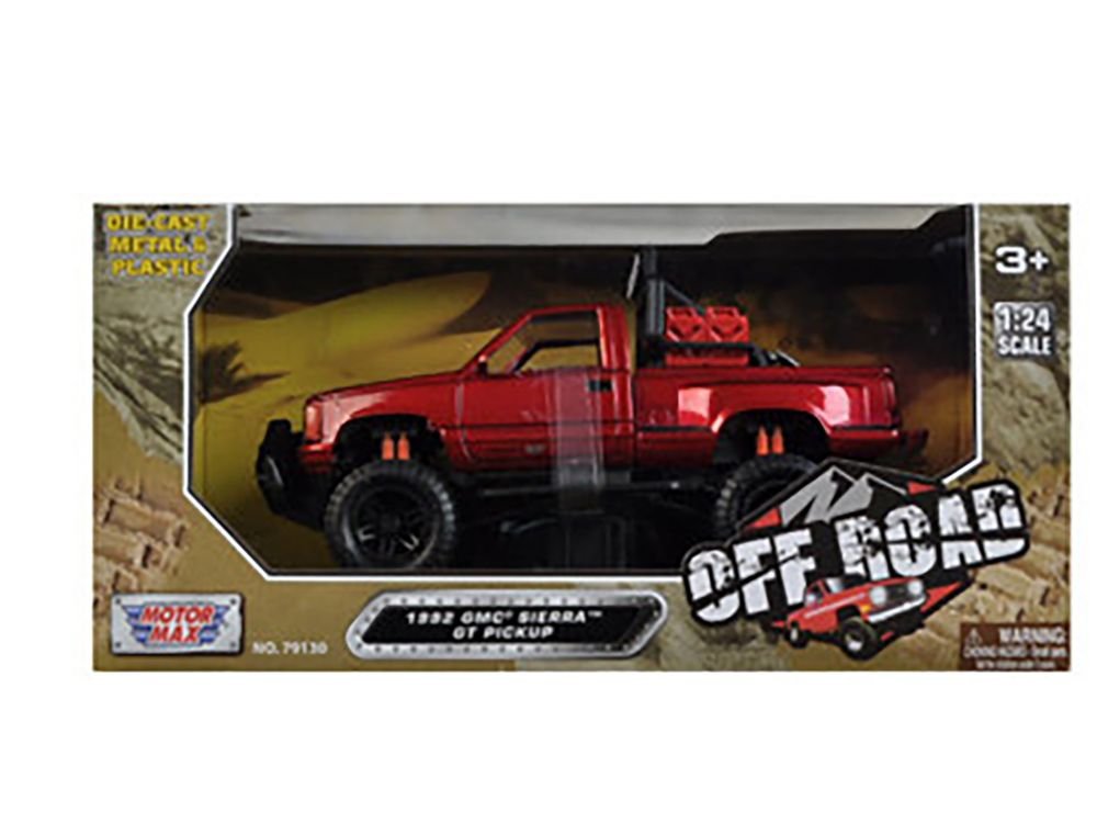 1992 GMC Sierra GT Pickup Truck Off Road Red 1/24 Diecast Model by Motormax view 3