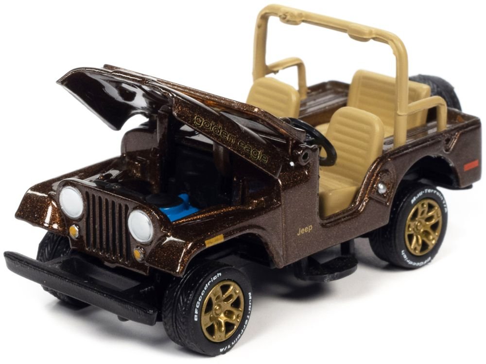 Jeep CJ-5 Mocha Brown Metallic with Golden Eagle Graphics "Classic Gold Collection" Series Limited Edition to 7418 pieces Worldwide 1/64 Diecast Model Car by Johnny Lightning view 2