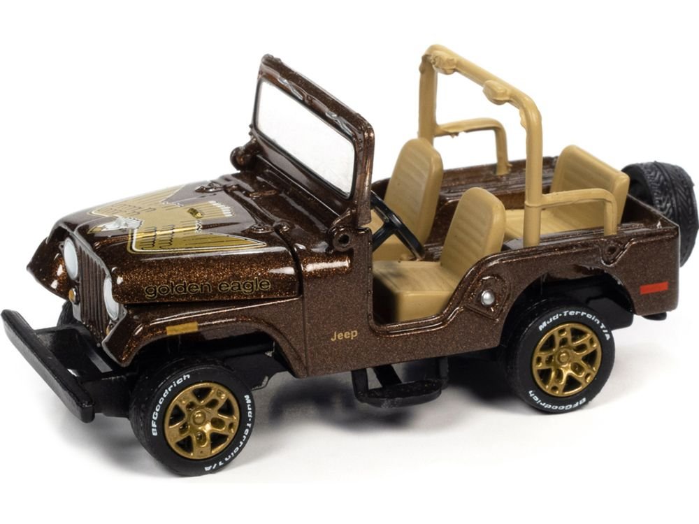 Jeep CJ-5 Mocha Brown Metallic with Golden Eagle Graphics "Classic Gold Collection" Series Limited Edition to 7418 pieces Worldwide 1/64 Diecast Model Car by Johnny Lightning view 3