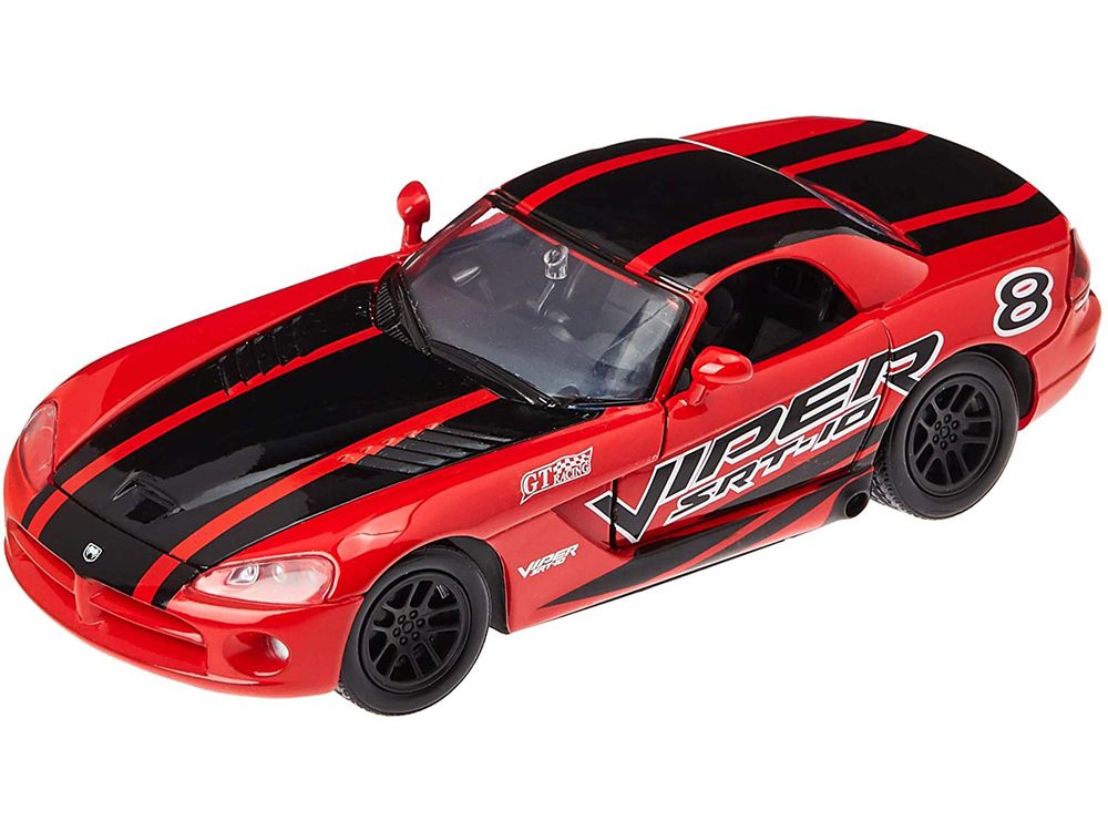 2003 Dodge Viper SRT-10 #8 Red with Black Stripes "GT Racing" Series 1/24 Diecast Model Car by Motormax view 2