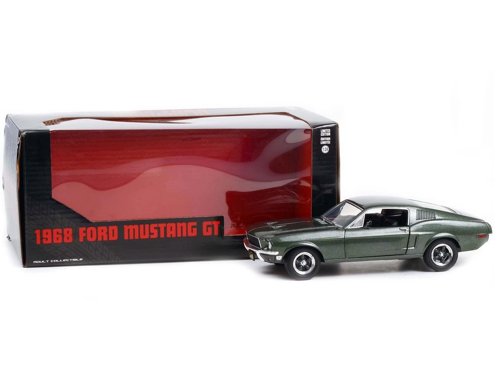 1968 Ford Mustang GT Fastback Highland Green Metallic 1/24 Diecast Model Car by Greenlight view 3