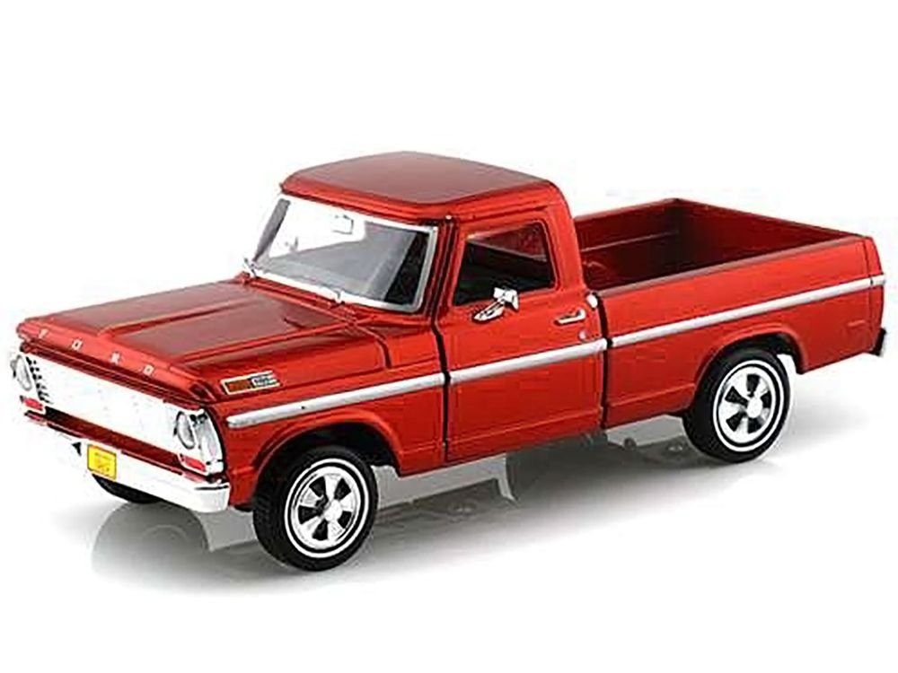 1969 Ford F-100 Pickup Truck Burgundy 1/24 Diecast Model Car by Motormax view 2
