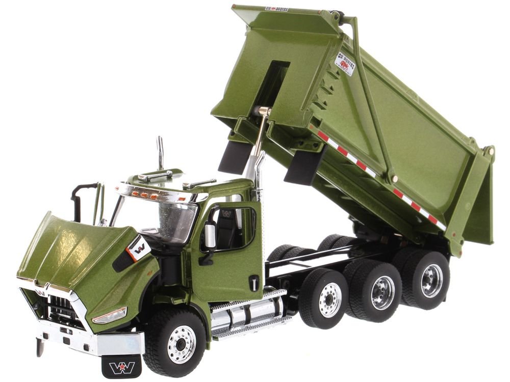 Western Star 49X SBFA OX Bodies Stampede Dump Truck Olive Green Metallic "Transport Series" 1/50 Diecast Model by Diecast Masters view 2